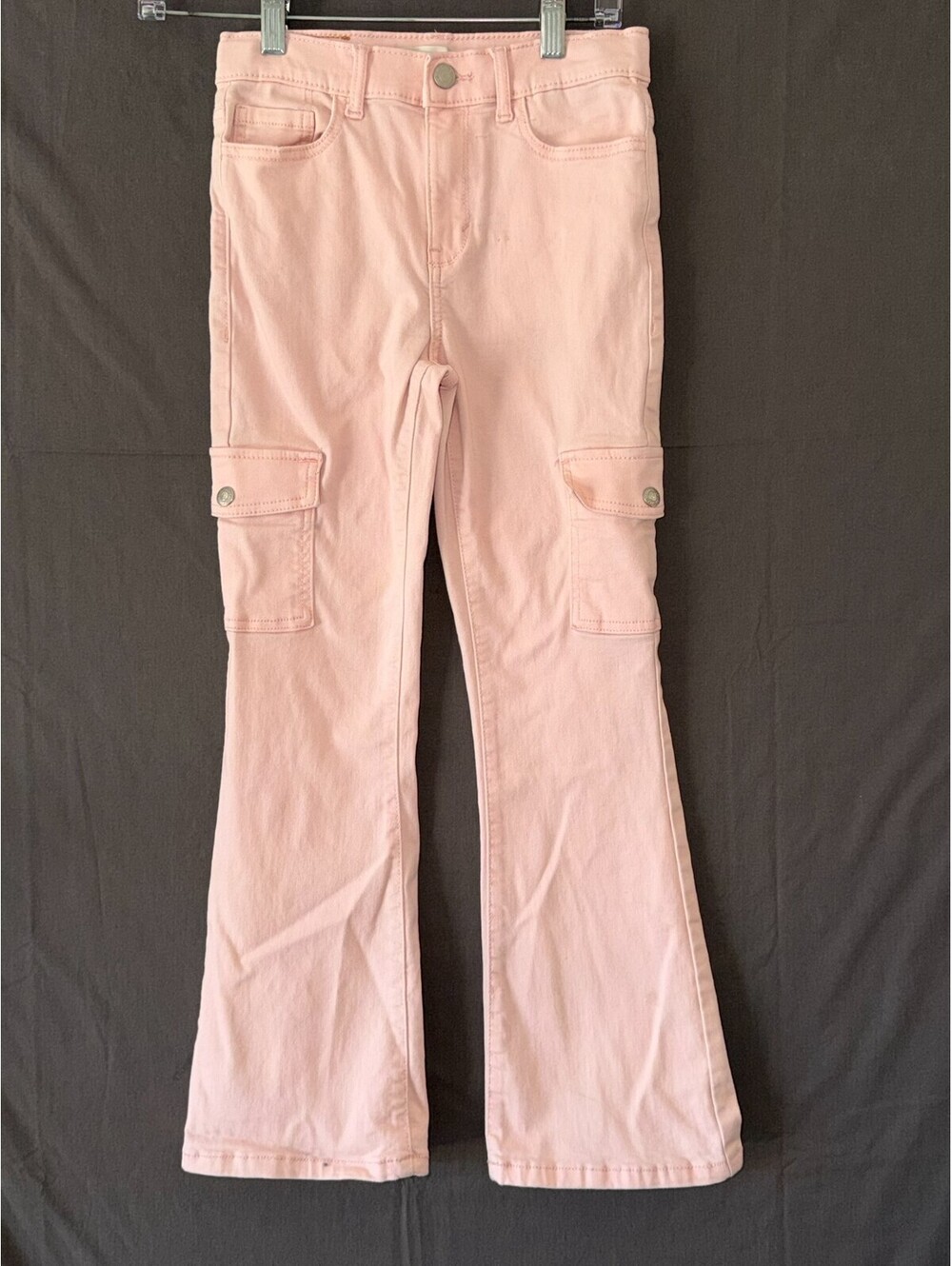 Levi’s Girls 726 Flare Cargo Pants Size 10 Pink Denim Adjustable Waist